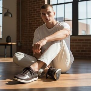 Toto‎ A53271 Mens Dark Brown Leather Mesh Elevator Sneakers Shoes US 9